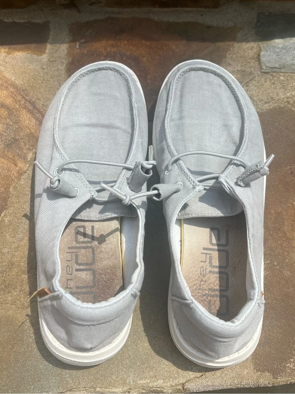 Hey Dude Women’s 7 Wendy Chambray Light Grey Casual Slip-On Shoes